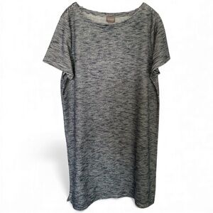 Chico’s Navy White Textured Tunic Dress XL (Size 3) Loose Fit Travel Knit